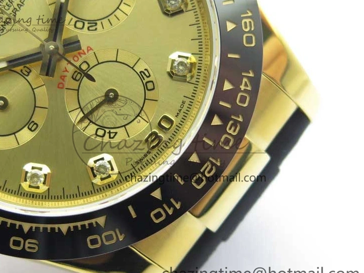 0412 Daytona 116518 Noob 1:1 Best Edition YG Plated 904L SS Case Goid Diamonds Dial on Black Rubber Strap SA4130 V4 (Free Extra Strap) Versatile 2587